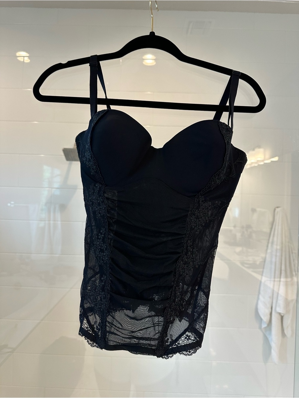 Black Lace Shaping Cami with Built-In Cups